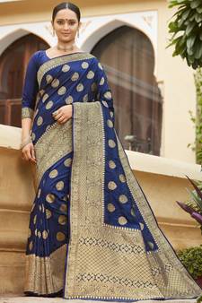 Navy Blue Party Wear Designer Art Silk Sarees