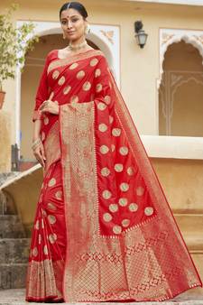 Red Party Wear Designer Karwa Chauth Sarees