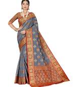 Grey Party Wear Designer Patola Saris