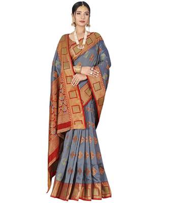 Grey Party Wear Designer Patola Saris 3