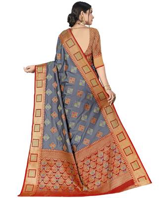 Grey Party Wear Designer Patola Saris 4