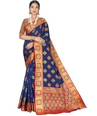 Blue Party Wear Designer Patola Saris 1