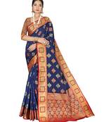 Blue Party Wear Designer Patola Saris