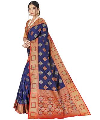 Blue Party Wear Designer Patola Saris 2