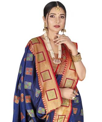 Blue Party Wear Designer Patola Saris 4