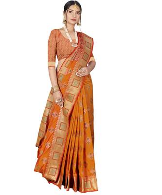 Orange Party Wear Designer Patola Saris 3