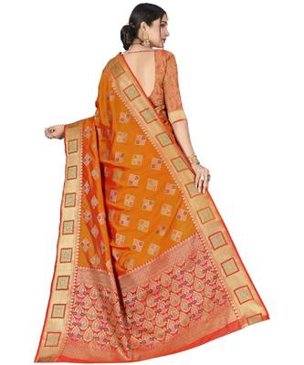 Orange Party Wear Designer Patola Saris 4
