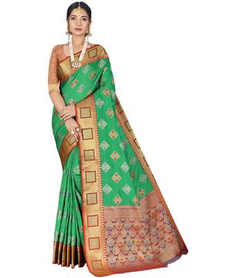 Sea Green Party Wear Designer Patola Saris 1