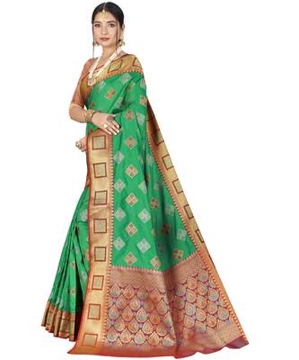 Sea Green Party Wear Designer Patola Saris 2