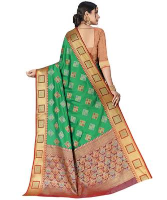 Sea Green Party Wear Designer Patola Saris 3
