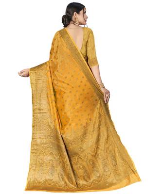 Yellow Party Wear Designer Banarasi Silk Sarees 3