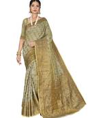 Light Grey Party Wear Designer Banarasi silk blend Sarees