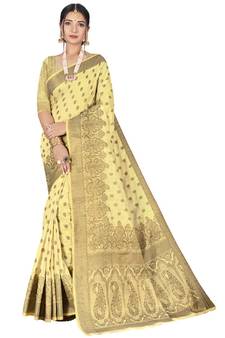 Off White Party Wear Designer Banarasi Silk Sarees