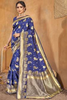 Navy Blue Party Wear Designer Woven Saree Sarees