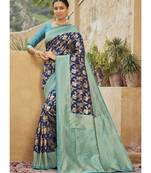 Navy Blue Party Wear Designer Woven Saree Sarees