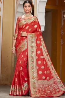 Red Party Wear Designer Karwa Chauth Sarees