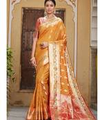 Mustard Party Wear Designer Banarasi Silk Sarees