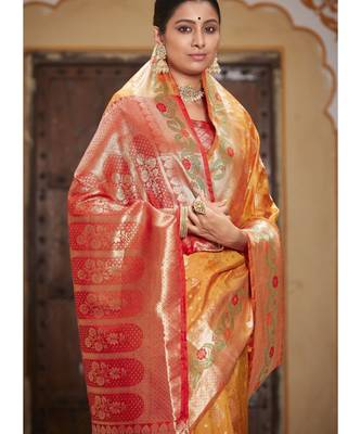 Mustard Party Wear Designer Banarasi Silk Sarees 3