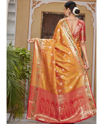 Mustard Party Wear Designer Banarasi Silk Sarees 4