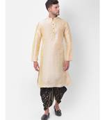 Cream Dupion Silk Solid stitched   Kurta & &    dhoti