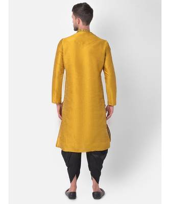 Yellow Dupion Silk Printed stitched   Kurta & &    Patiala 4