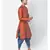 Orange Dupion Silk Printed stitched   Kurta & &    Patiala