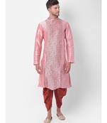 Peach Dupion Silk Printed stitched   Kurta & &    Patiala