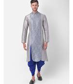 Silver Dupion Silk Printed stitched   Kurta & &    Patiala