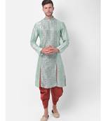 Light Green Dupion Silk Printed stitched   Kurta & &    Patiala