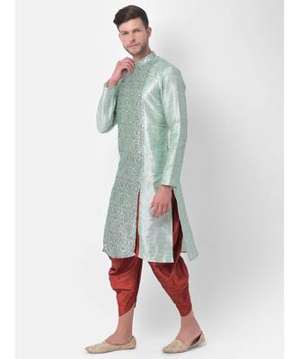 Light Green Dupion Silk Printed stitched   Kurta & &    Patiala 2