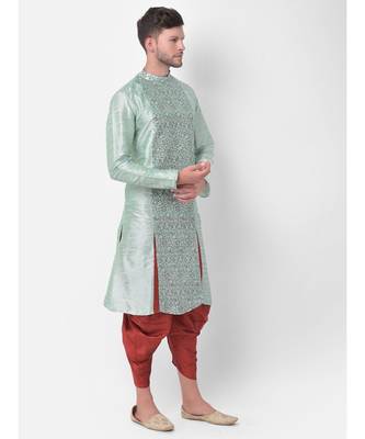 Light Green Dupion Silk Printed stitched   Kurta & &    Patiala 3