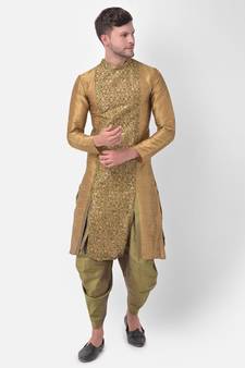 Brown Dupion Silk Printed stitched   Kurta & &    Patiala