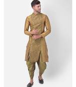Brown Dupion Silk Printed stitched   Kurta & &    Patiala