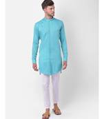 Blue Viscose Rayon Solid stitched   Kurta & &    Pajama