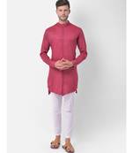 Red Viscose Rayon Solid stitched   Kurta & &    Pajama