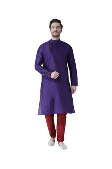 Blue Dupion Silk DEYANN kurta with Churidar set
