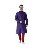 Blue Dupion Silk DEYANN kurta with Churidar set