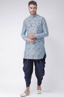 Sky Blue Dupion Silk DEYANN Pathani Kurta and Patiala Set