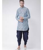 Sky Blue Dupion Silk DEYANN Pathani Kurta and Patiala Set