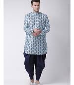 Sky Blue Dupion Silk DEYANN Pathani Kurta and Patiala Set