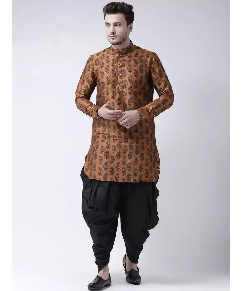 Copper Dupion Silk DEYANN Pathani Kurta and Patiala Set