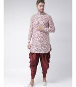 Off White Dupion Silk DEYANN Pathani Kurta and Patiala Set