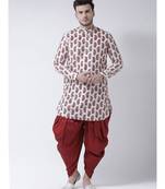 Off White Dupion Silk DEYANN Pathani Kurta and Patiala Set