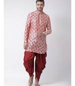 pink Dupion Silk DEYANN Pathani Kurta and Patiala Set