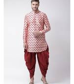 pink Dupion Silk DEYANN Pathani Kurta and Patiala Set