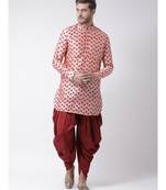 pink Dupion Silk DEYANN Pathani Kurta and Patiala Set
