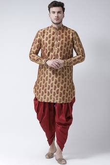 Brown Dupion Silk DEYANN Pathani Kurta and Patiala Set