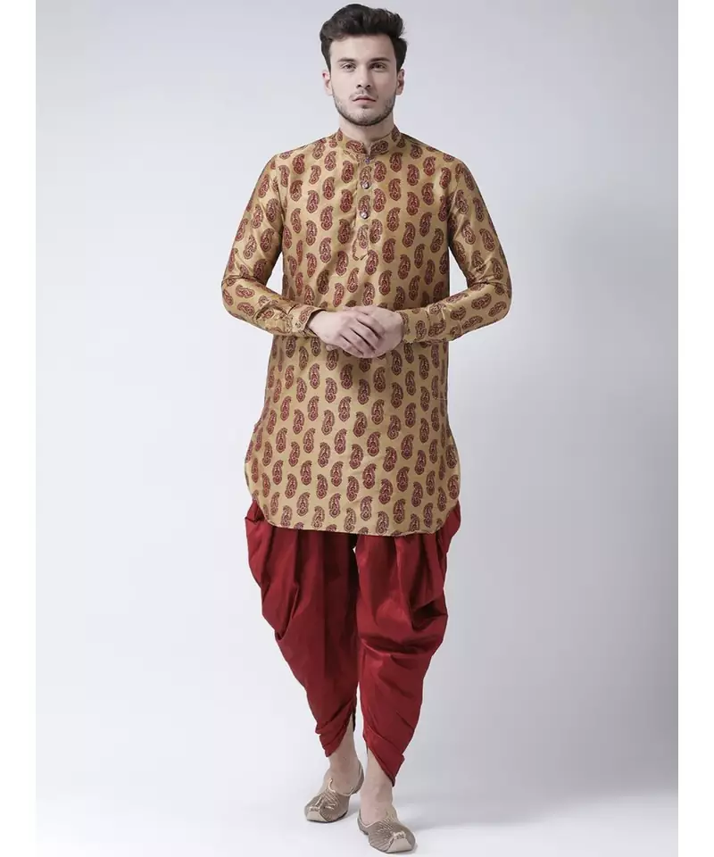 Brown Dupion Silk DEYANN Pathani Kurta and Patiala Set