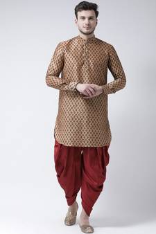 Brown Dupion Silk DEYANN Pathani Kurta and Patiala Set