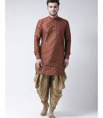 Orange Dupion Silk DEYANN Pathani Kurta and Patiala Set